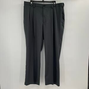 Haggar Cool 18 Pro Dress Pants Mens 38x29 Classic Fit Grey Pleated Front Preppy